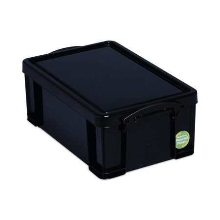 Really Useful Box Storage Tote W/ Lid, 2.37 gal, 15-11/20 in L x 10-1/25 in W x 6-1/10 in H, Black, 4 PK 9BK-PK4